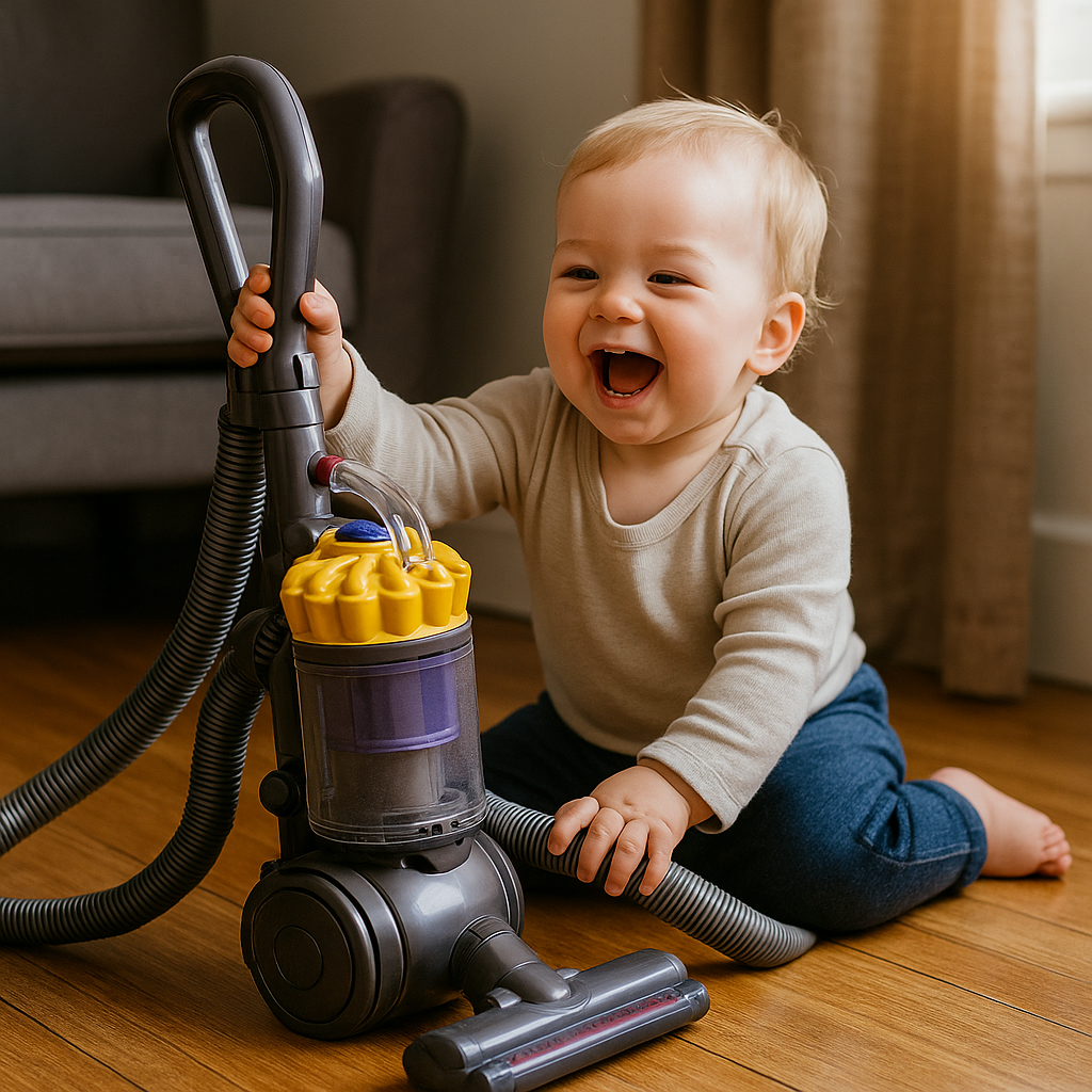 청소기 좋아하는 아기