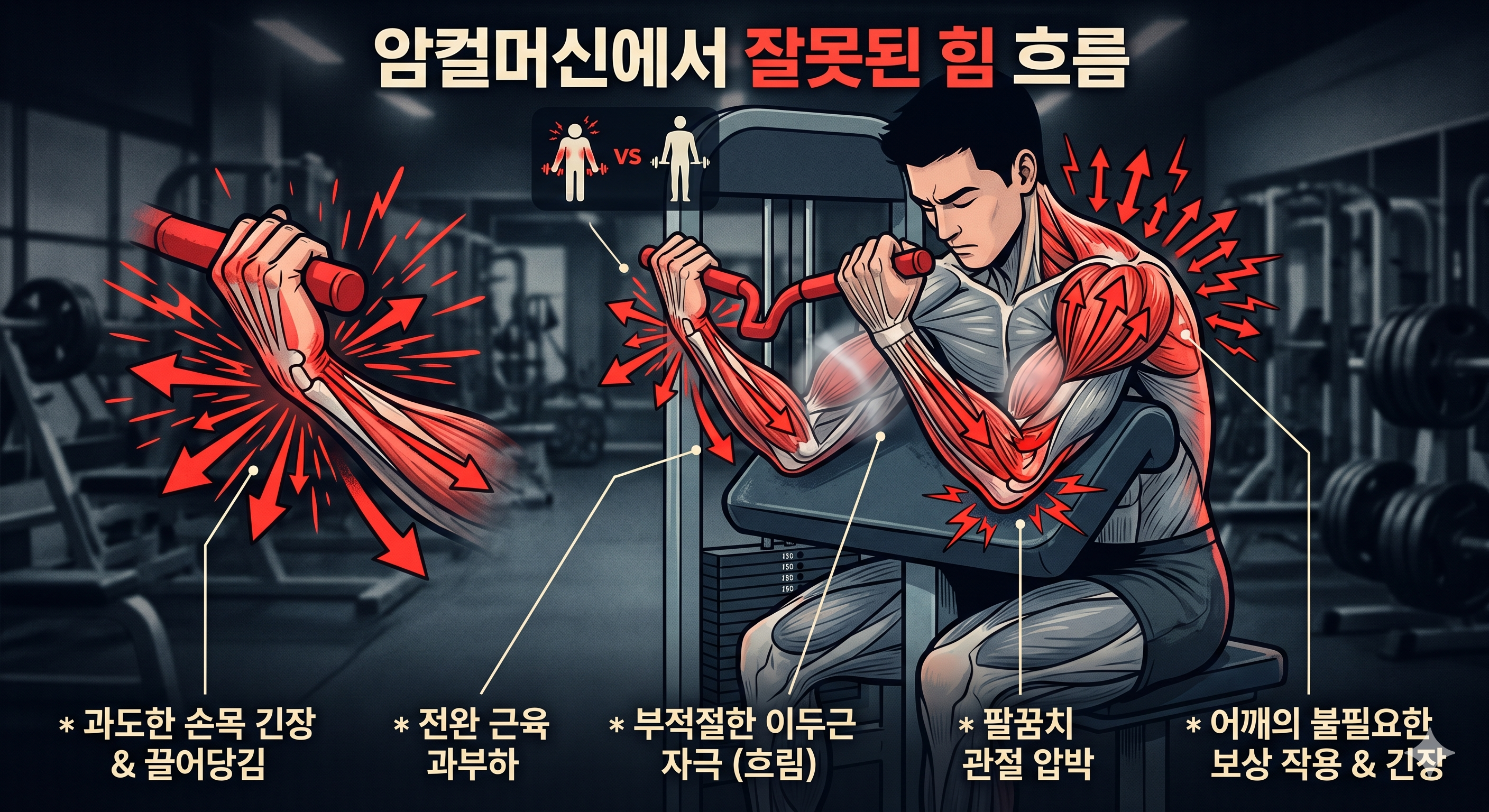 이미지 제목:
암컬머신에서 잘못된 힘 흐름