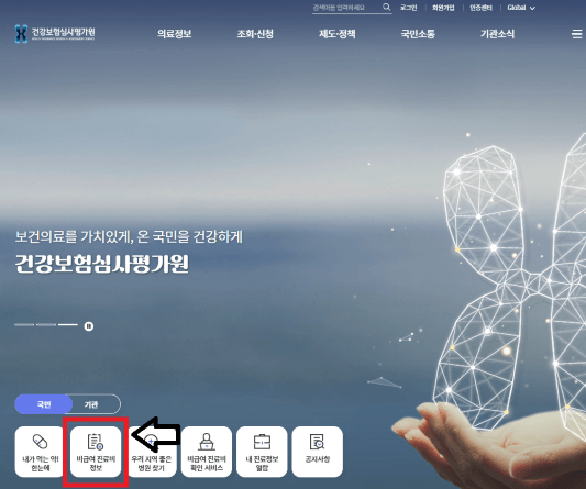 건강보험 심사평가원 홈페이지 메인 사진