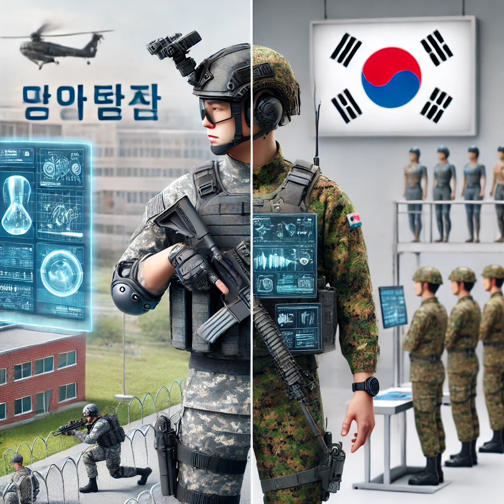 혼합형 병역제도를 상징하는 기술병과 일반병 병행 훈련 장면