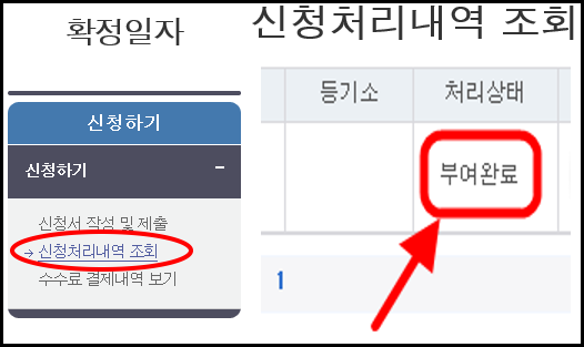 신청처리내역 조회
부여완료