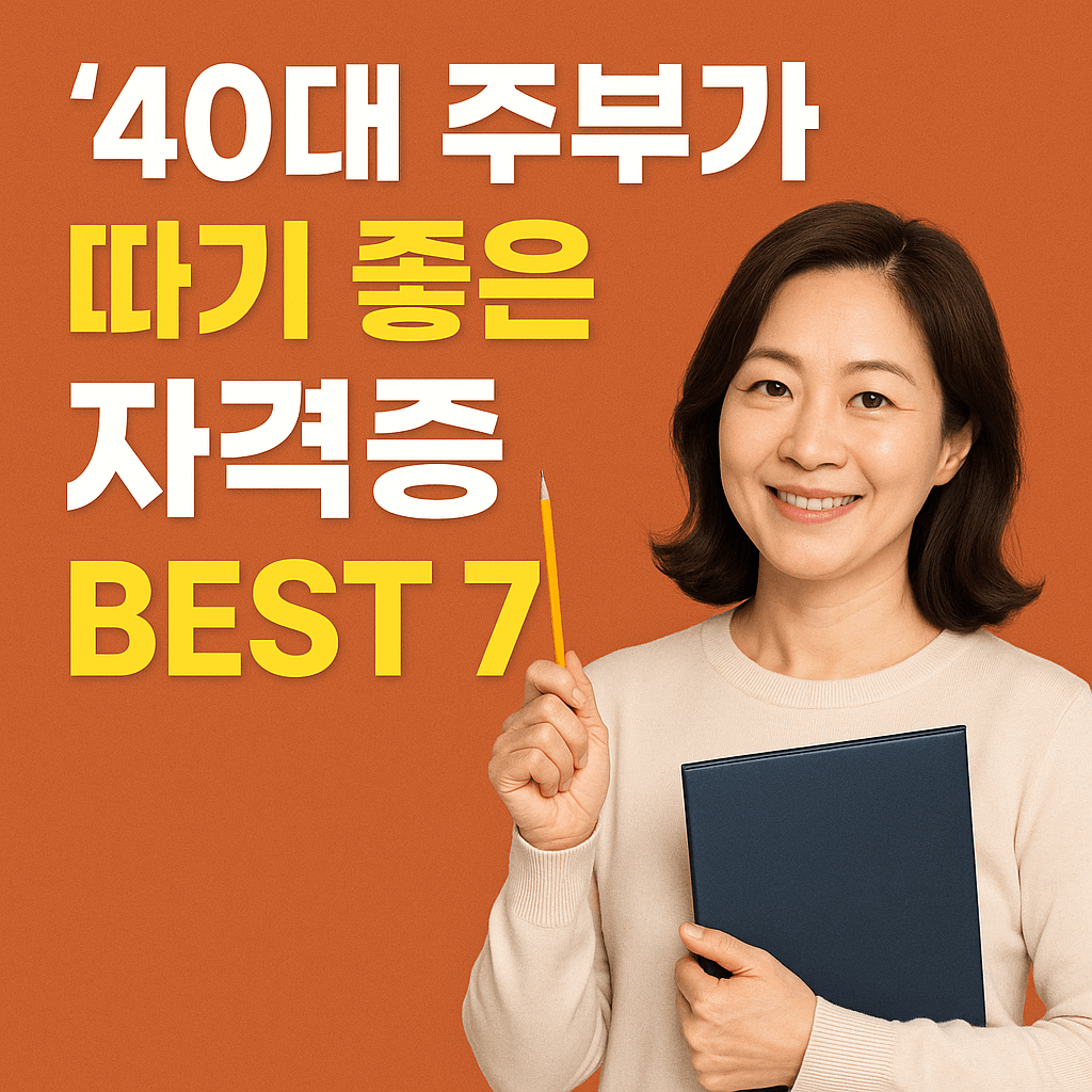 40대 주부가 따기 좋은 자격증 BEST 7｜취미부터 재취업까지 한눈에!