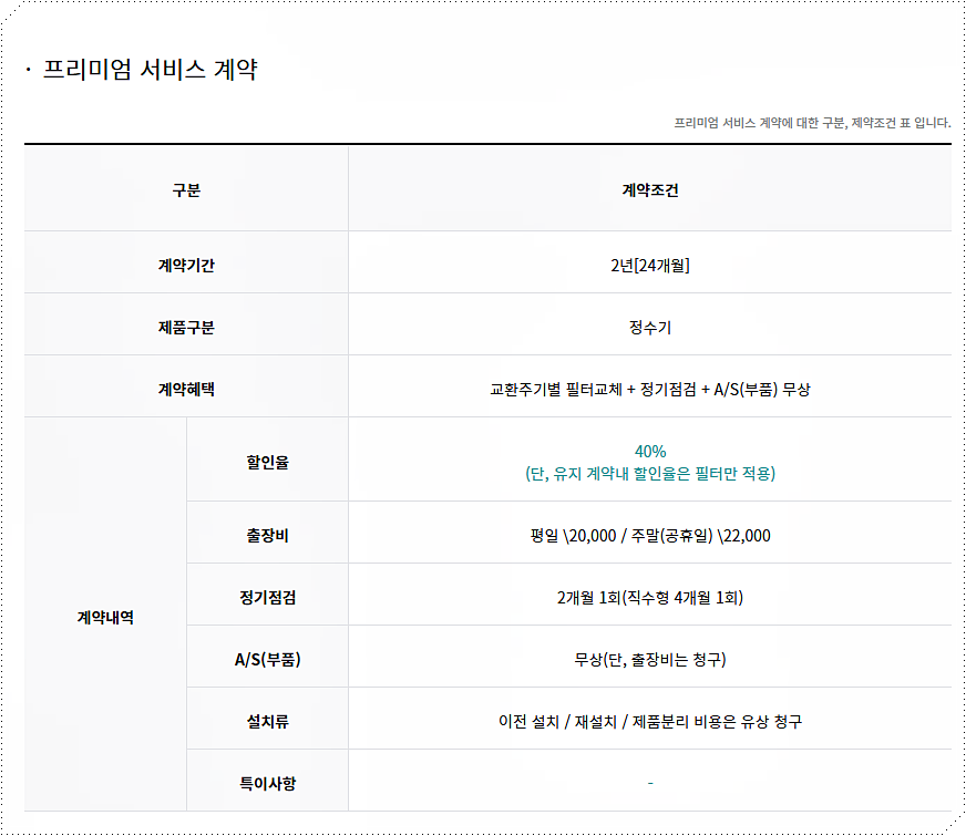 프리미엄 서비스 계약 내용