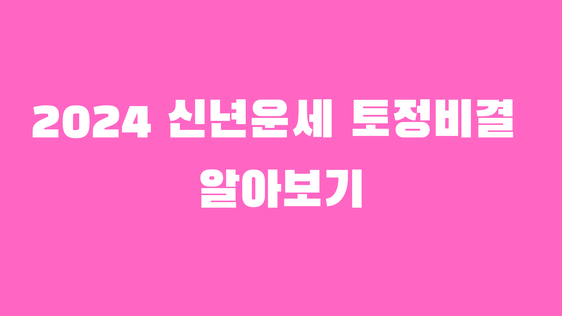 2024 신년운세 알아보기