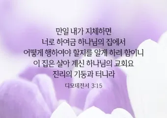디모데전서 4장 12절 묵상 - 누구든지 네 연소함을 업신여기지 못하게 하고 믿는 자에게 본이 되어_17