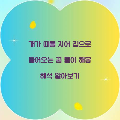 개가 떼를 지어 집으로 들어오는 꿈 풀이 해몽 해석