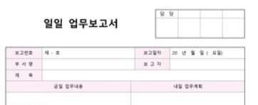 일일 업무보고서 양식