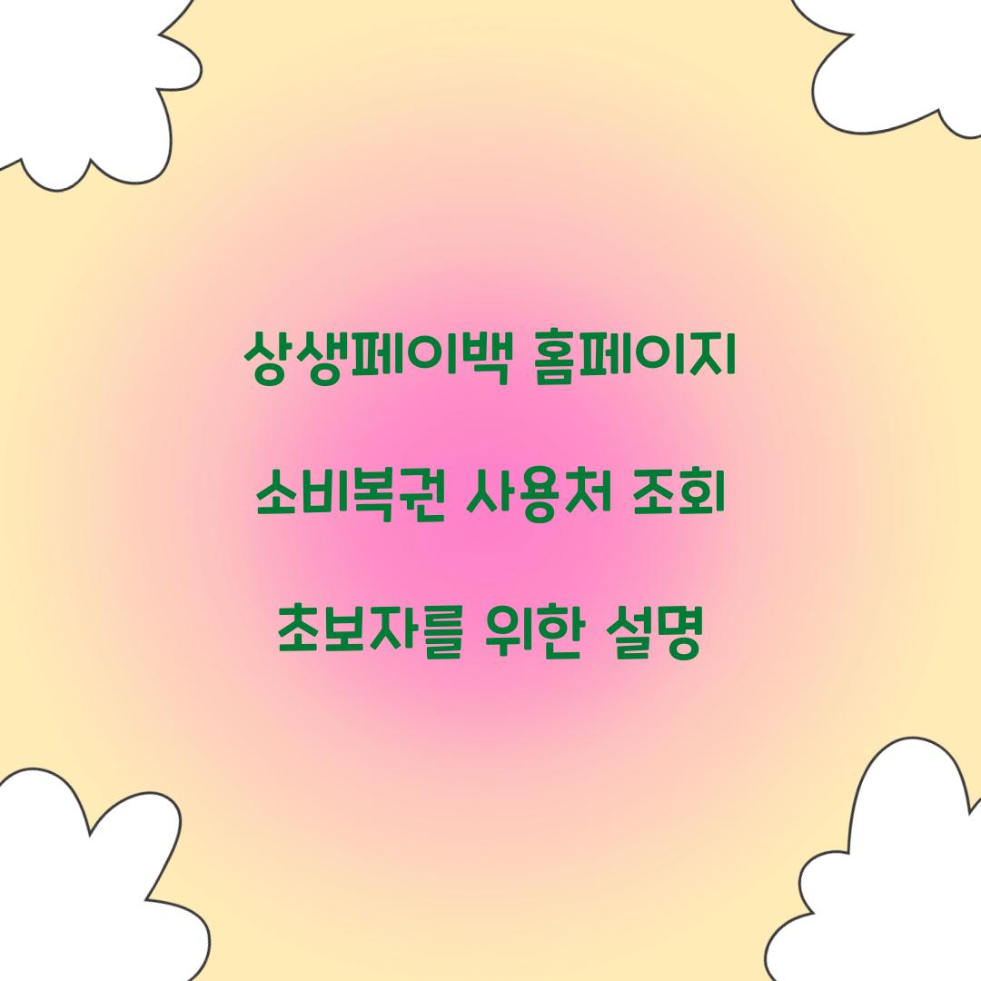 상생페이백 홈페이지 소비복권 사용처 조회 초보자를 위한 설명