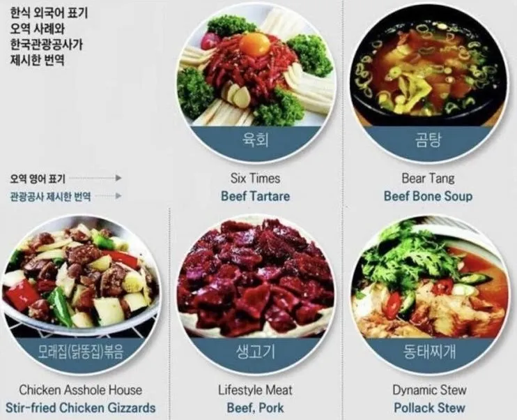 웃긴 음식점 메뉴 외국어 표기