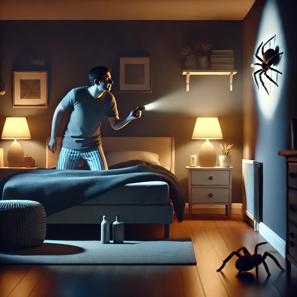 혼자 사는 집에 거미가 나타난 사진