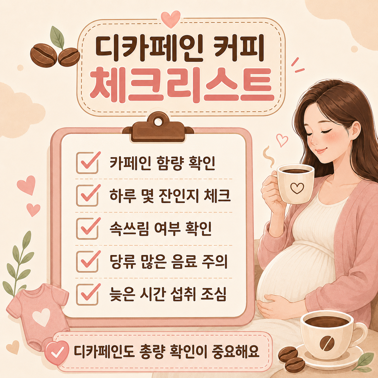 임신중 디카페인 커피 하루 카페인 체크리스트 이미지