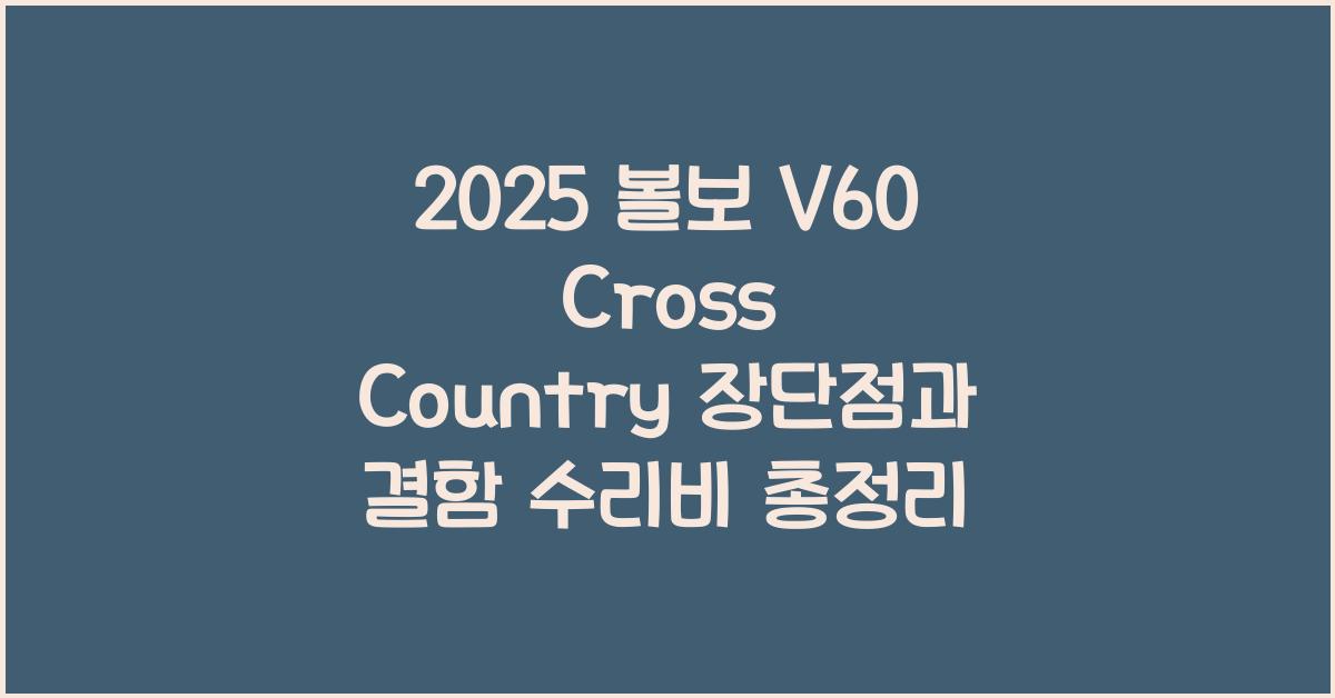 2025 볼보 V60 Cross Country 장단점 결함 수리비