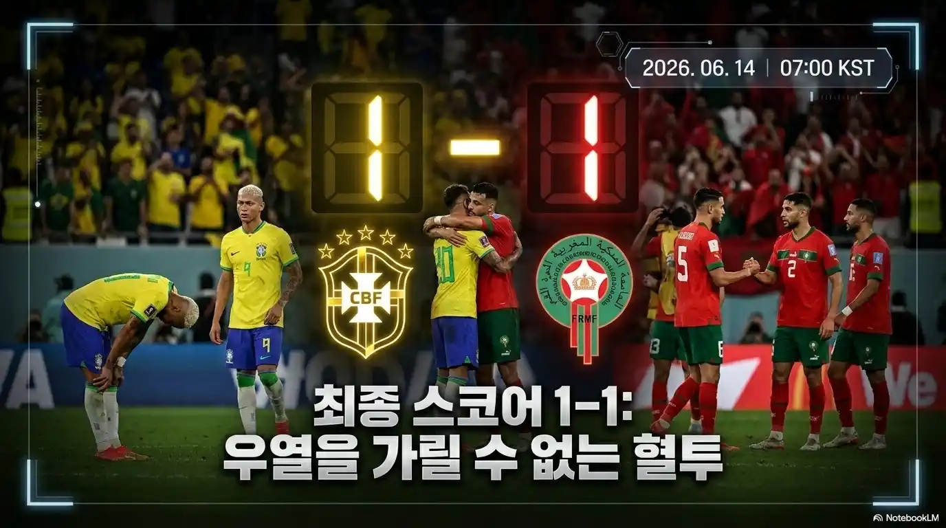 2026 월드컵 브라질 모로코 최종 스코어 1대1 무승부 결과