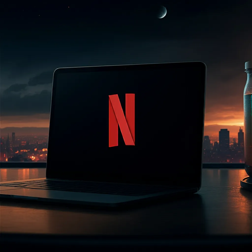 야경-노트북-넷플릭스로고