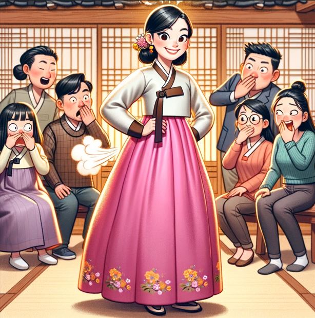 방귀 뀌는 며느리와 그것을 지켜보는 가족들