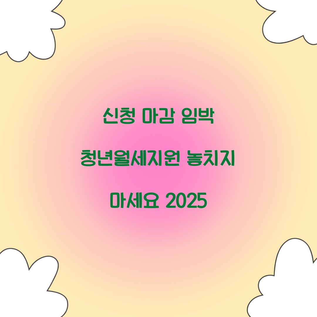 신청 마감 임박 2025 청년월세지원