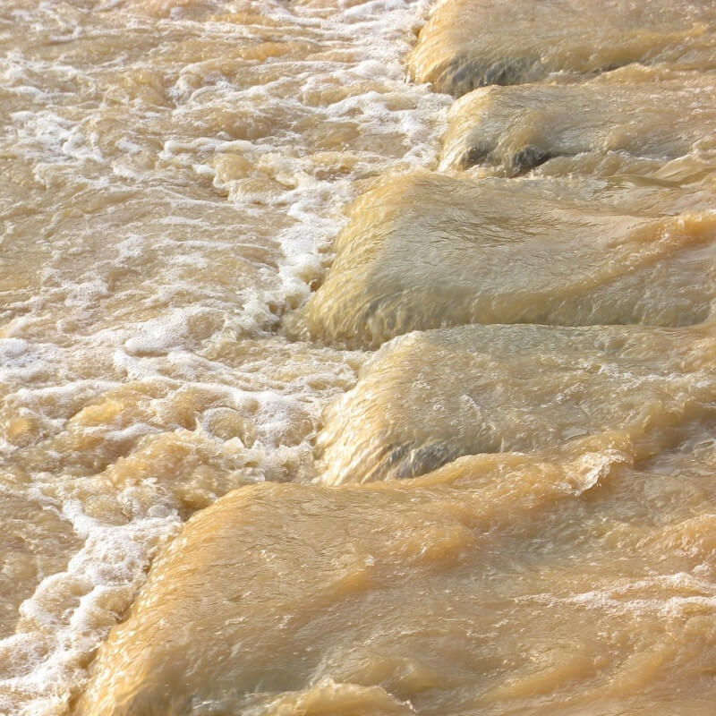 흙탕물이 넘치고 있는 사진