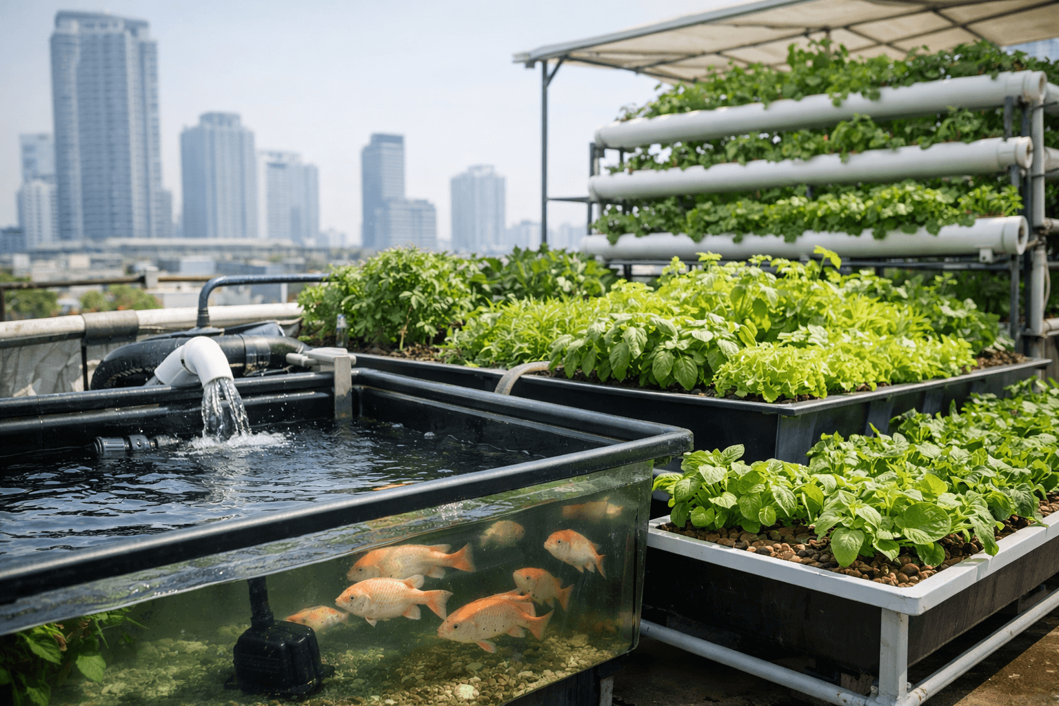 일반 텃밭과 비교한 아쿠아포닉스 효율성