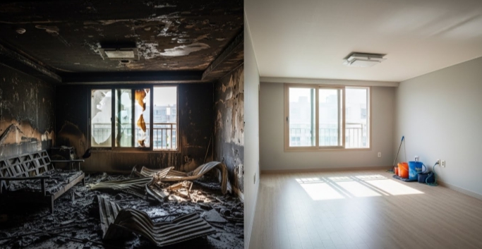 경주 화재 청소 전후