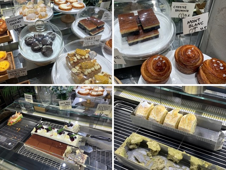 스위트 콘 케이크, 몽블랑 , 쿠기 등의 종류들