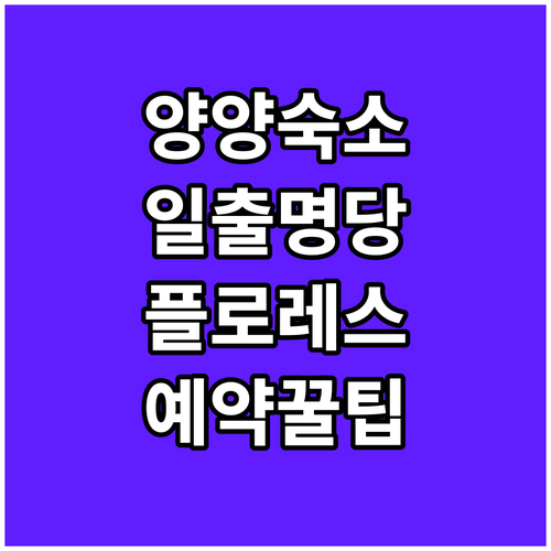 플로레스 거리 호텔 위치 정보와 양양..
