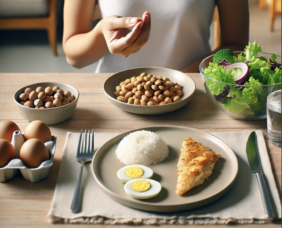 탄수화물 섭취 전에 단백질과 지방을 먼저 먹어요