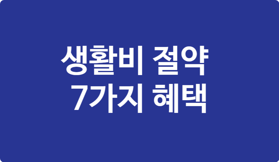 2025 생활비 절약 7가지 국가 지원 혜택 총정리