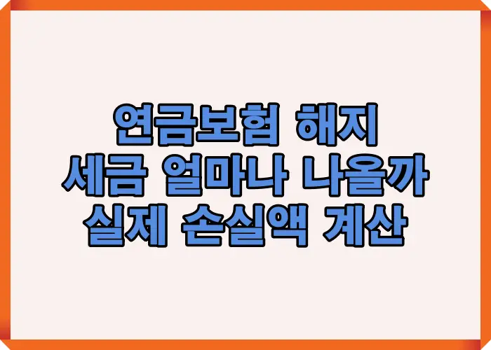 연금보험 해지 시 세금이 얼마나 발생하는지 실제 손실액 계산 기준과 과세 구조를 한눈에 정리한 인포그래픽