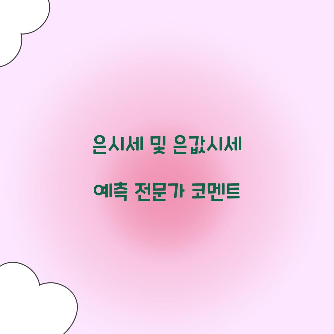 은시세 및 은값시세 예측 전문가 코멘트