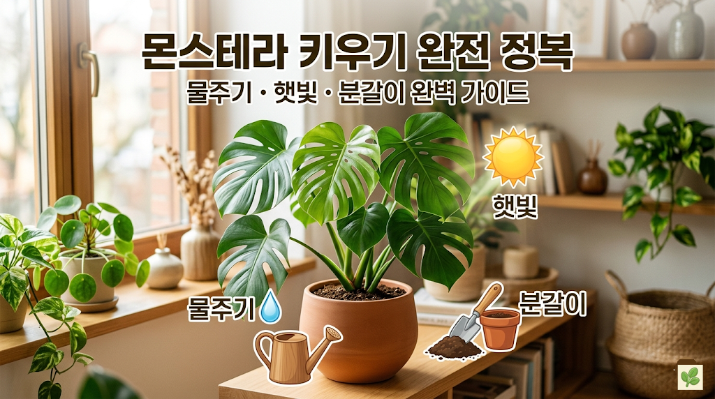 몬스테라 키우기 완전 정복 (물주기, 햇빛, 분갈이)