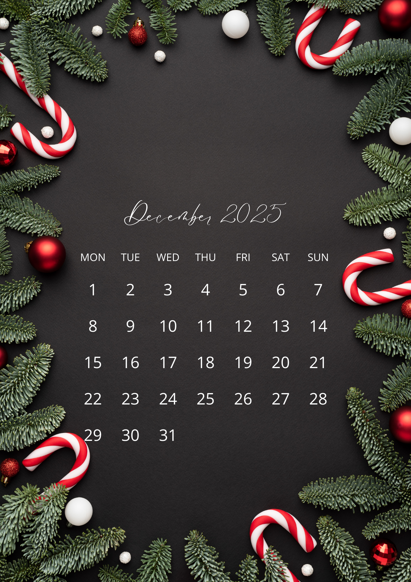 2025년 12월 달력 배경화면 스마트폰 그림 이미지 사진