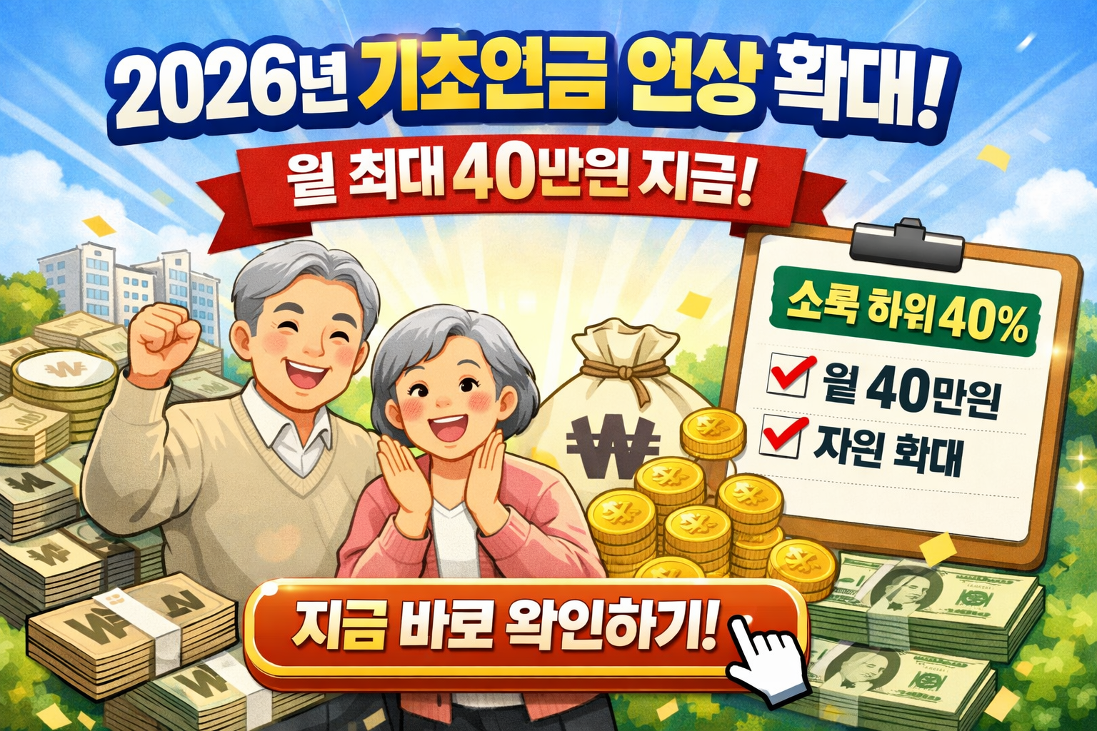 2026년 기초연금 인상 &amp; 확대 지원 