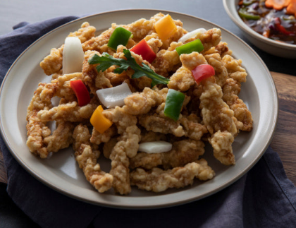 밀가루와 감자전분 탕수육 조리법 사진