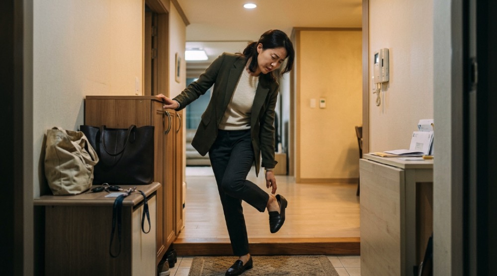 신발 벗다 멈춤