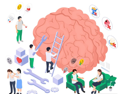 뇌를 연구하는 일러스트