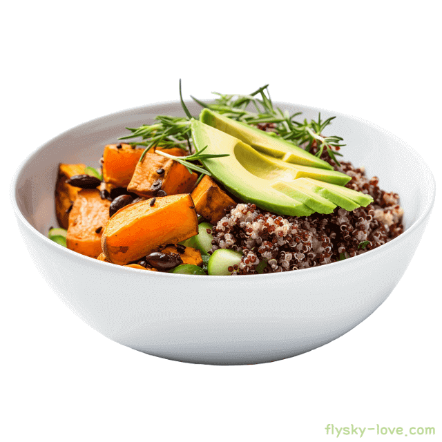 아보카도를 곁들인 퀴노아 요리