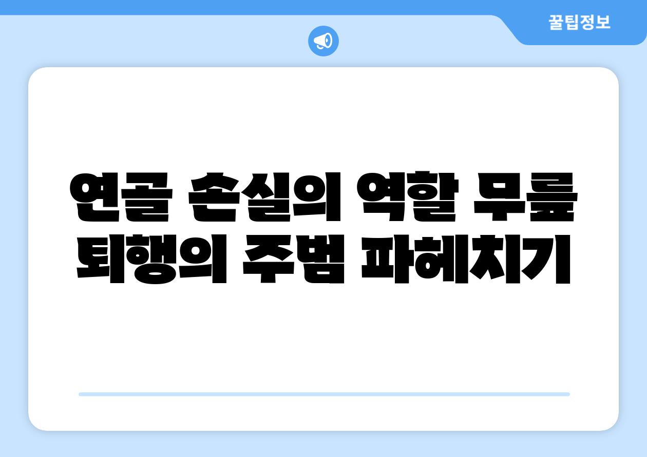 연골 손실의 역할 무릎 퇴행의 주범 파헤치기
