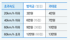 속도위반 범칙금 과태료