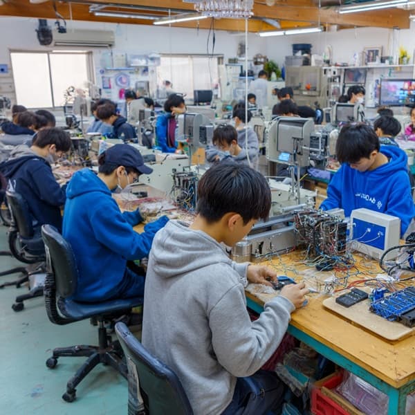 기술을 배우는 청소년들의 직업교육 훈련 장면