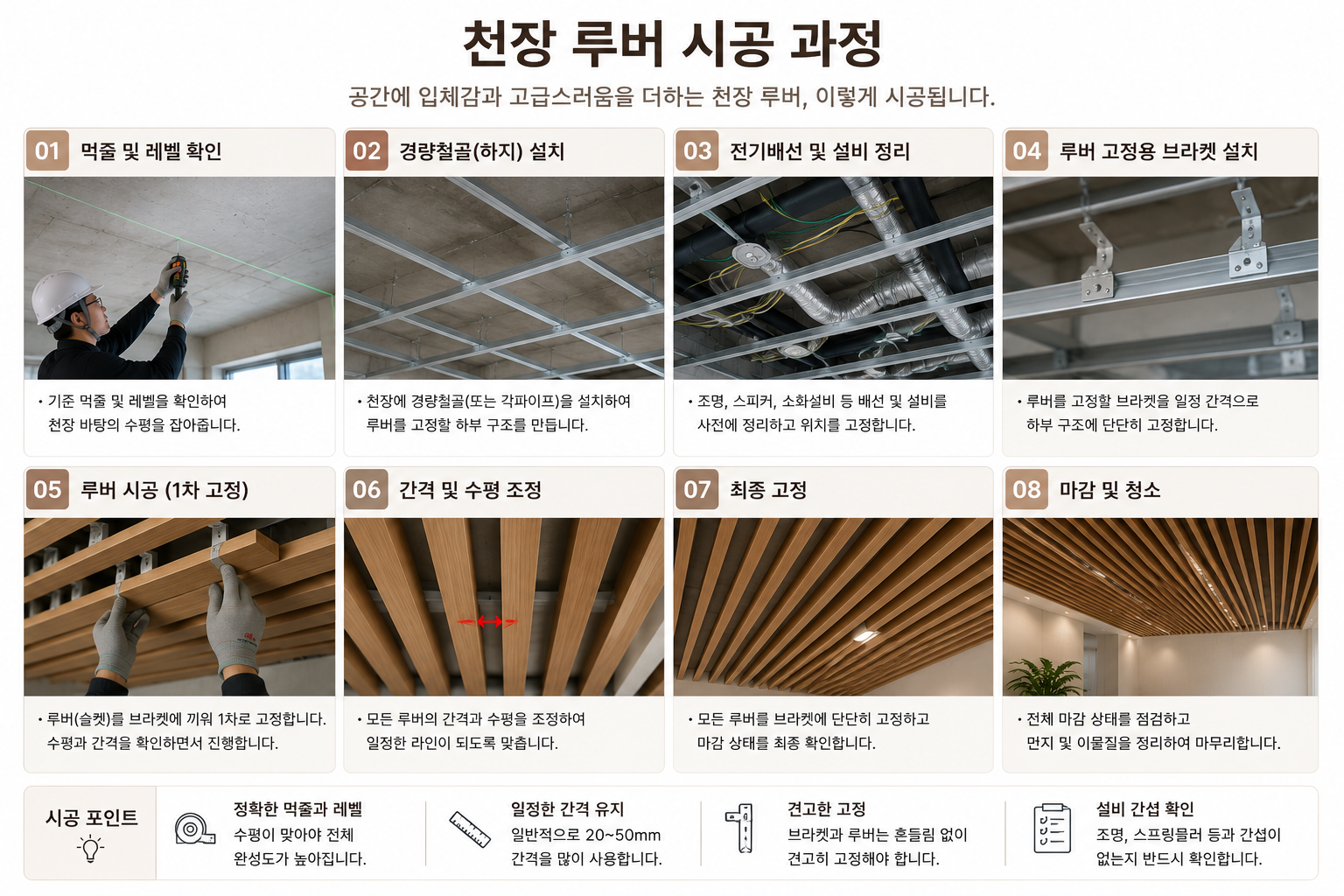 천장 루버 시공 과정