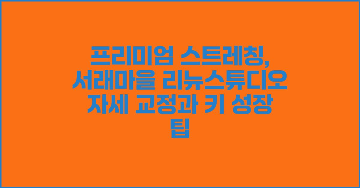 프리미엄 스트레칭: 서래마을 리뉴스튜디오에서의 자세 교정 및 키 성장 효과