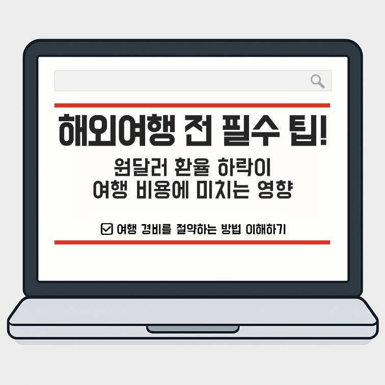 해외여행 전 필수 확인 원달러 환율 하락이 여행 비용에 미치는 영향을 설명하는 썸네일 이미지