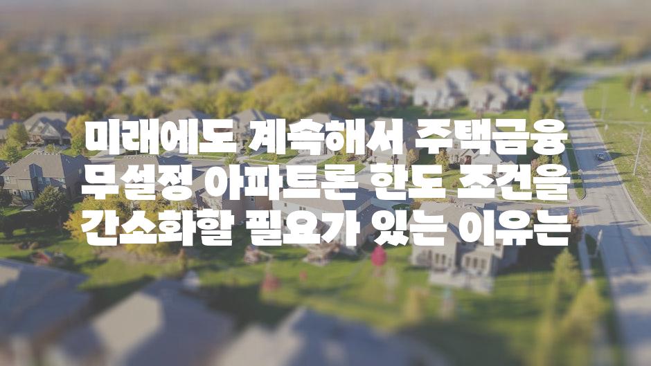미래에도 계속해서 주택금융 무설정 아파트론 한도 조건을 간소화할 필요가 있는 이유는