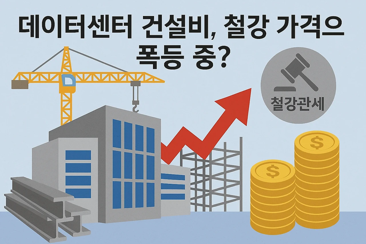 데이터 센터 건설비와 철강 가격 상승 관련 이미지