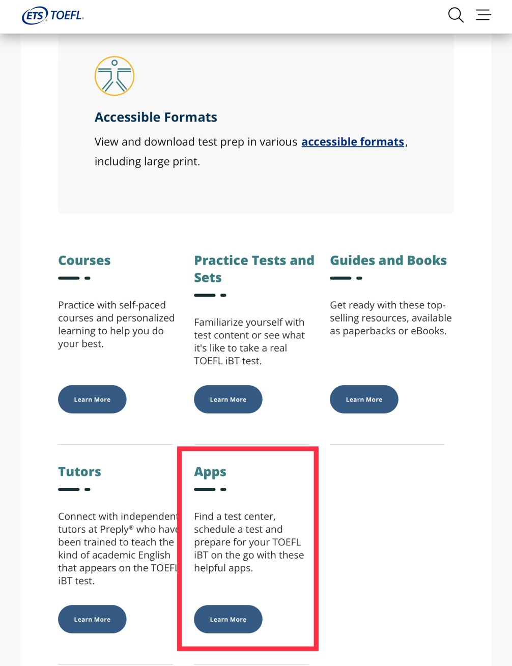 TOEFL Go 접속페이지 스크린샷