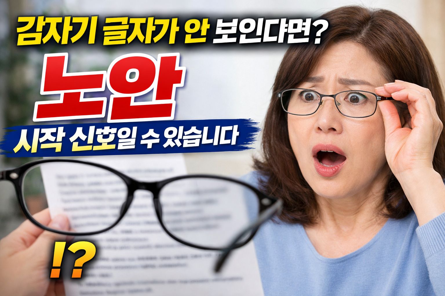 갑자기 글자가 안 보인다면? 노안 시작 신호일 수 있습니다