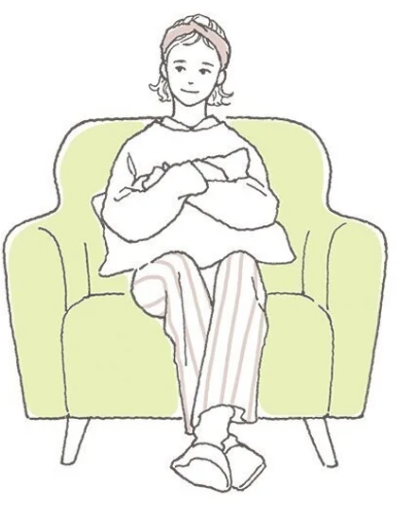 쇼파에 앉은 여자 일러스터