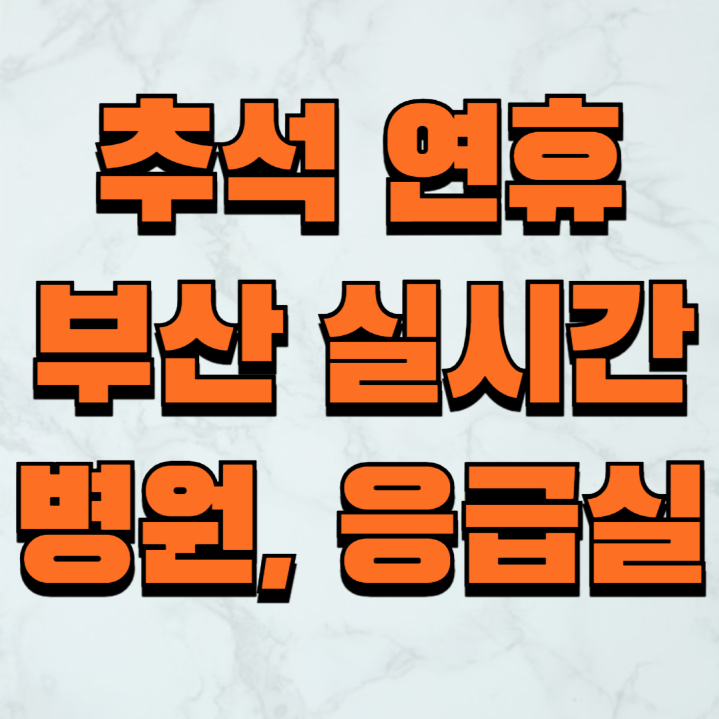 부산 추석 연휴 응급실 병원 약국 실시간 가까운위치
