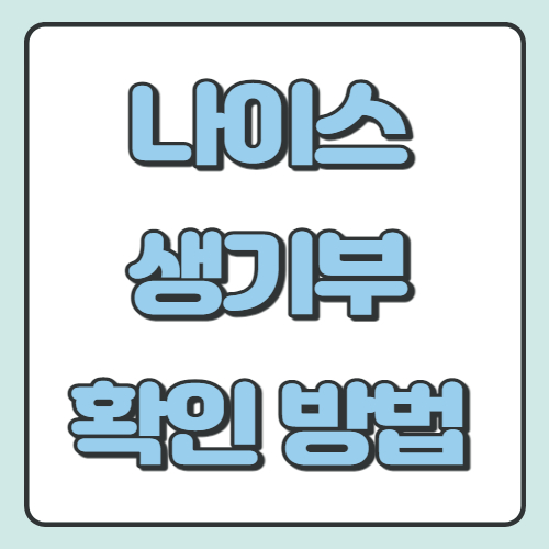 나이스 생기부 확인 방법