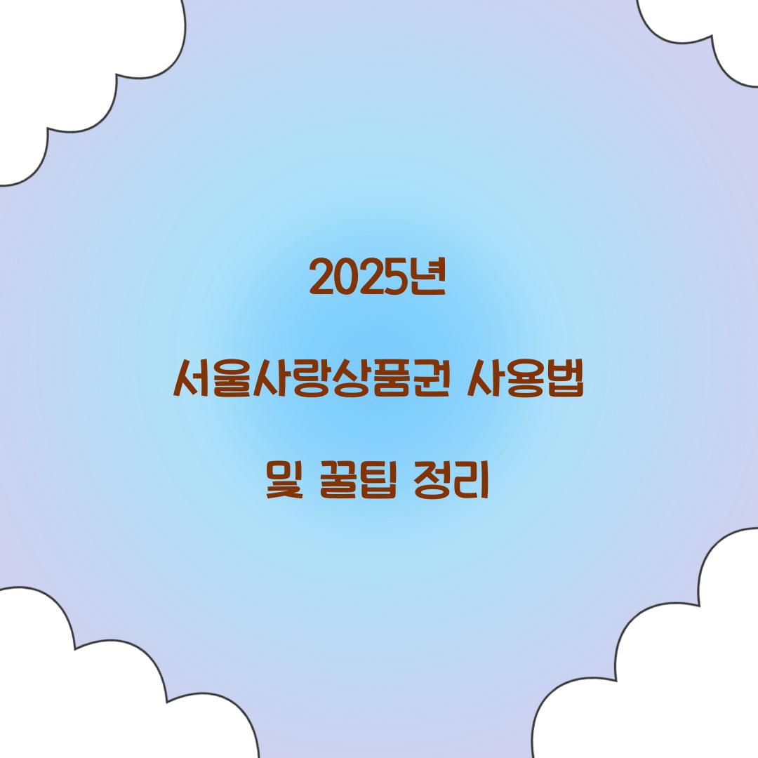 서울사랑상품권 사용법